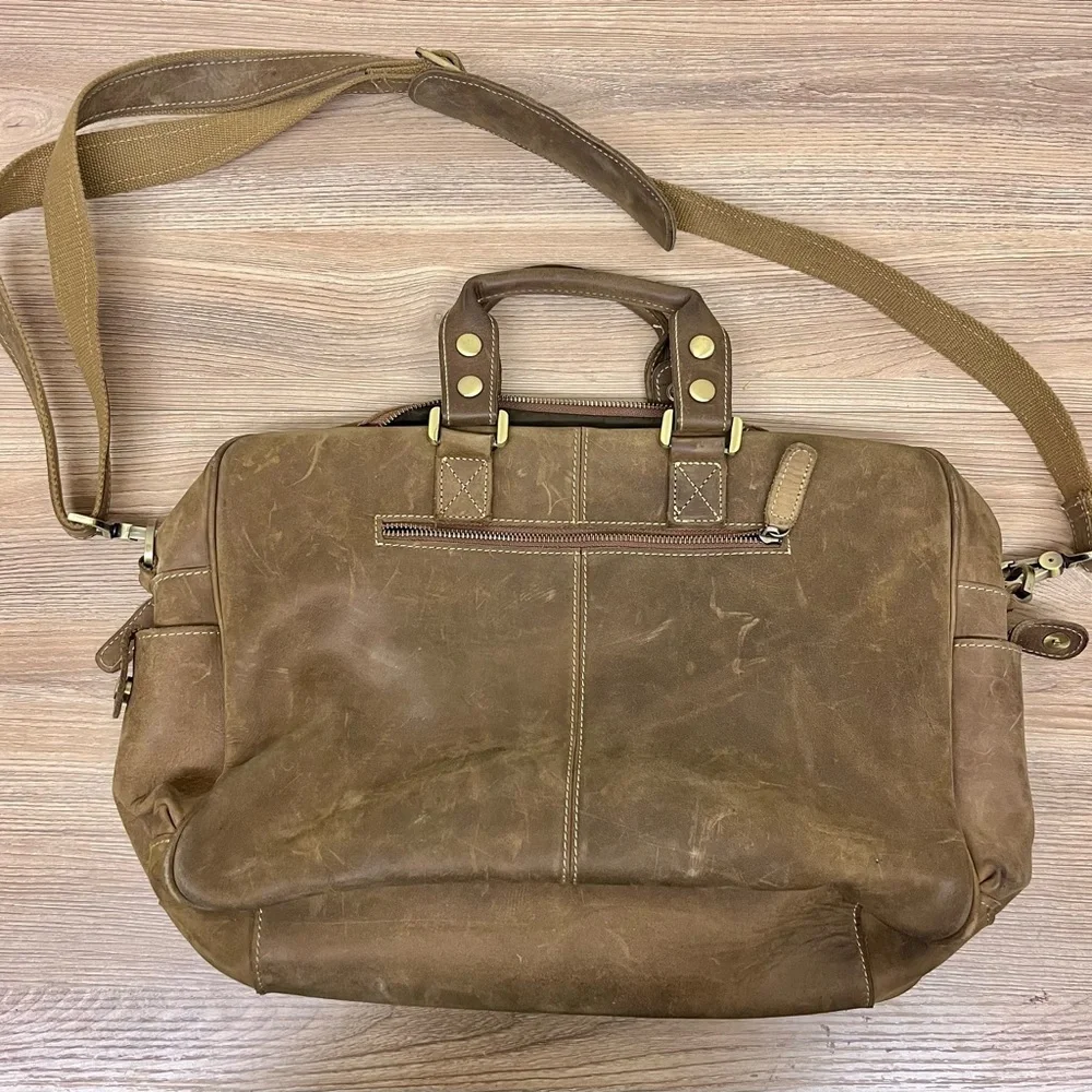 Casual Leather Briefcases Laptop Bag Brown Color Americana